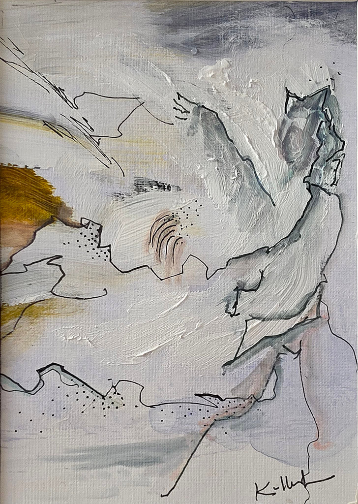 Éclat secret, peinture originale sur papier 11x15cm avec passe partout 24x30cm de Kellestom
