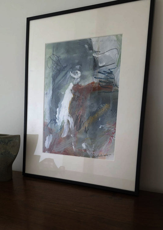 peinture abstraite encadrée sur papier