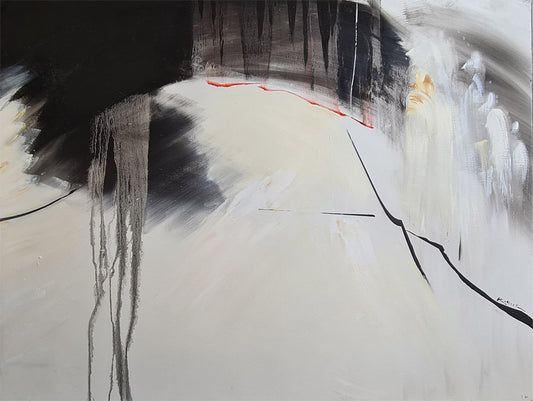 tableau abstrait moderne noir et blanc art contemporain minimaliste décoration murale - peinture à l'huile