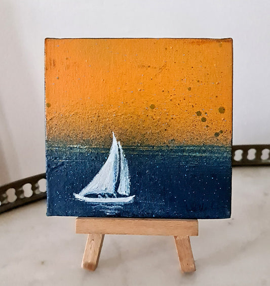 peinture 10x10cm voilier blanc