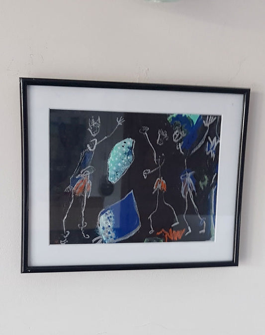 peinture art singulier fond noir 24x18cm