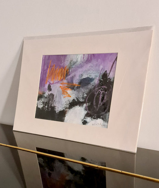 peinture abstraite mauve et noire passe partout 30x40cm