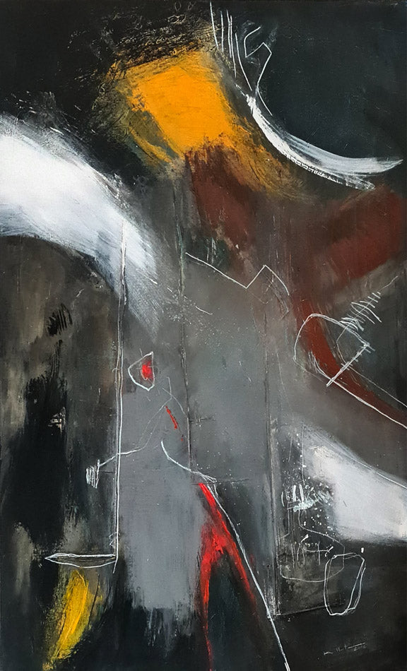 peinture abstraite fond noir 116x73cm