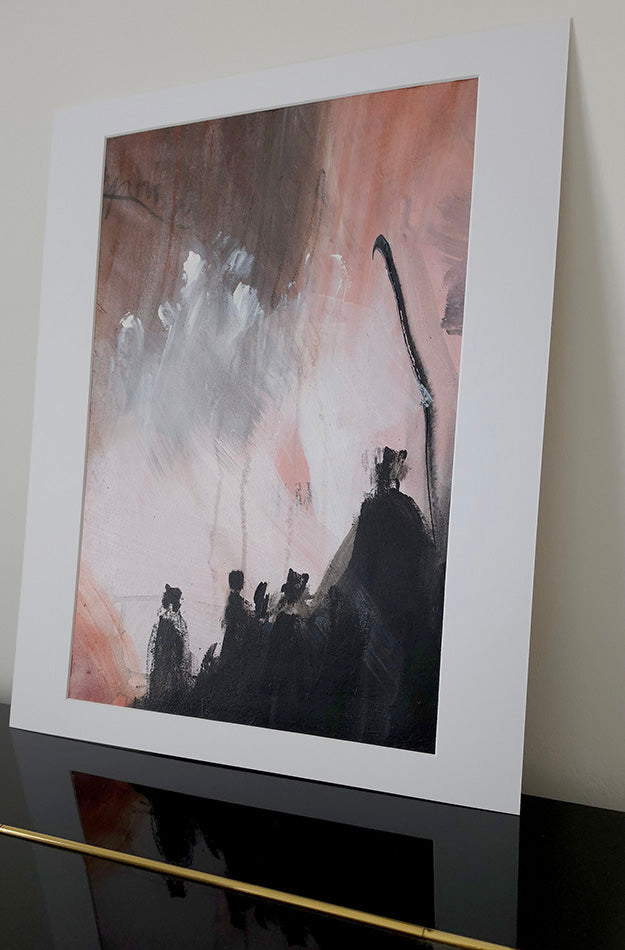 Brume rose et silhouette noire