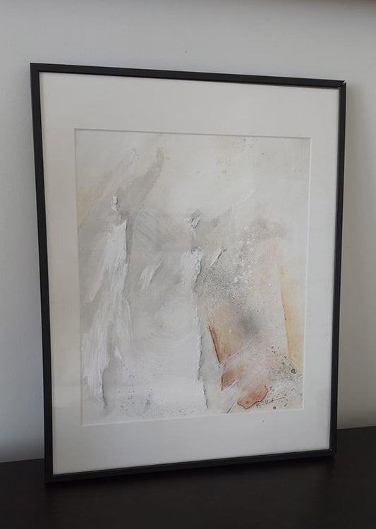 Nous étions deux, à peine - peinture sur papier + passe partout 40x30cm