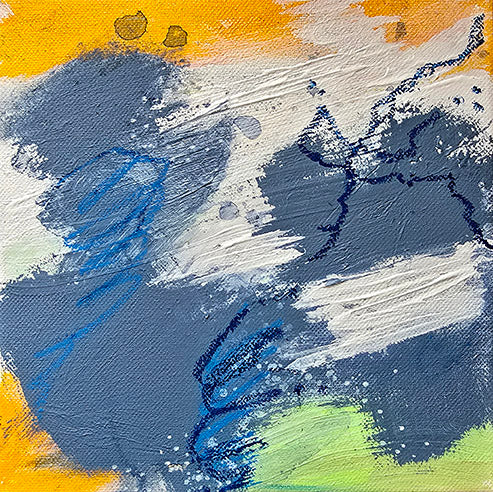 "Entre deux silences" - peinture abstraite  sur toile 20x20cm