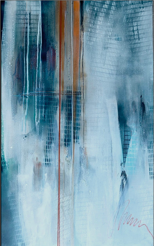 peinture contemporaine sur toile  dominante bleue de Kellestom