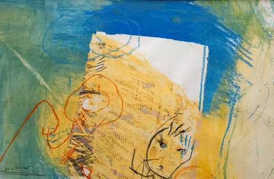 "l'echo du-quotidien" peinture sur papier encadrée de Kellestom