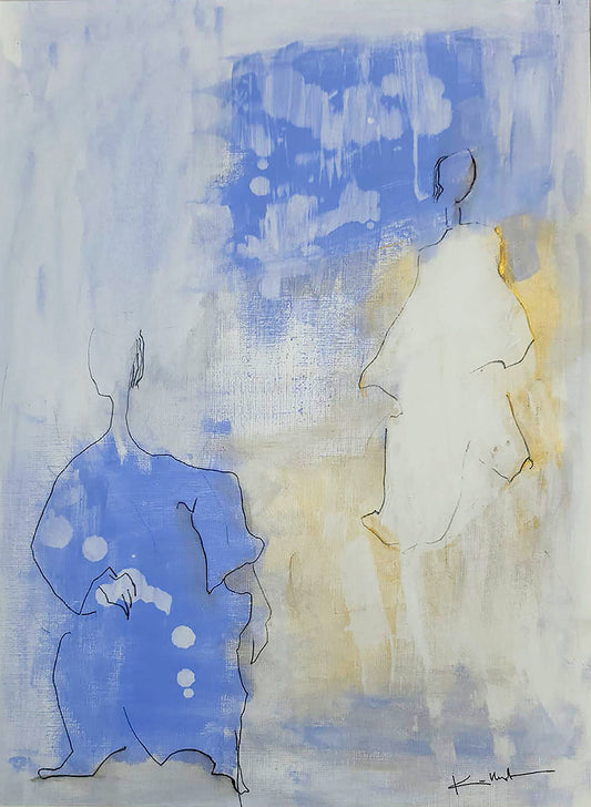 Tirage d’art abstrait contemporain bleu et blanc – Légèreté de l’être