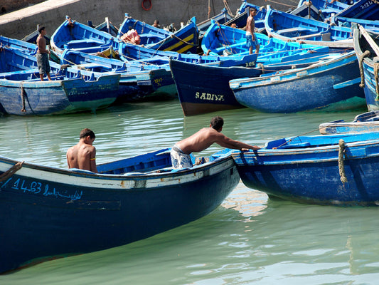 photo "barques bleues"Essaouira tirage papier d'art Kellestom