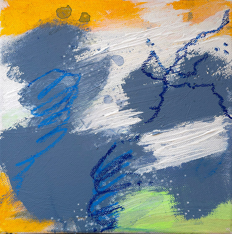 Peinture abstraite contemporaine "entre deux silences" 20x20 cm par Kellestom.