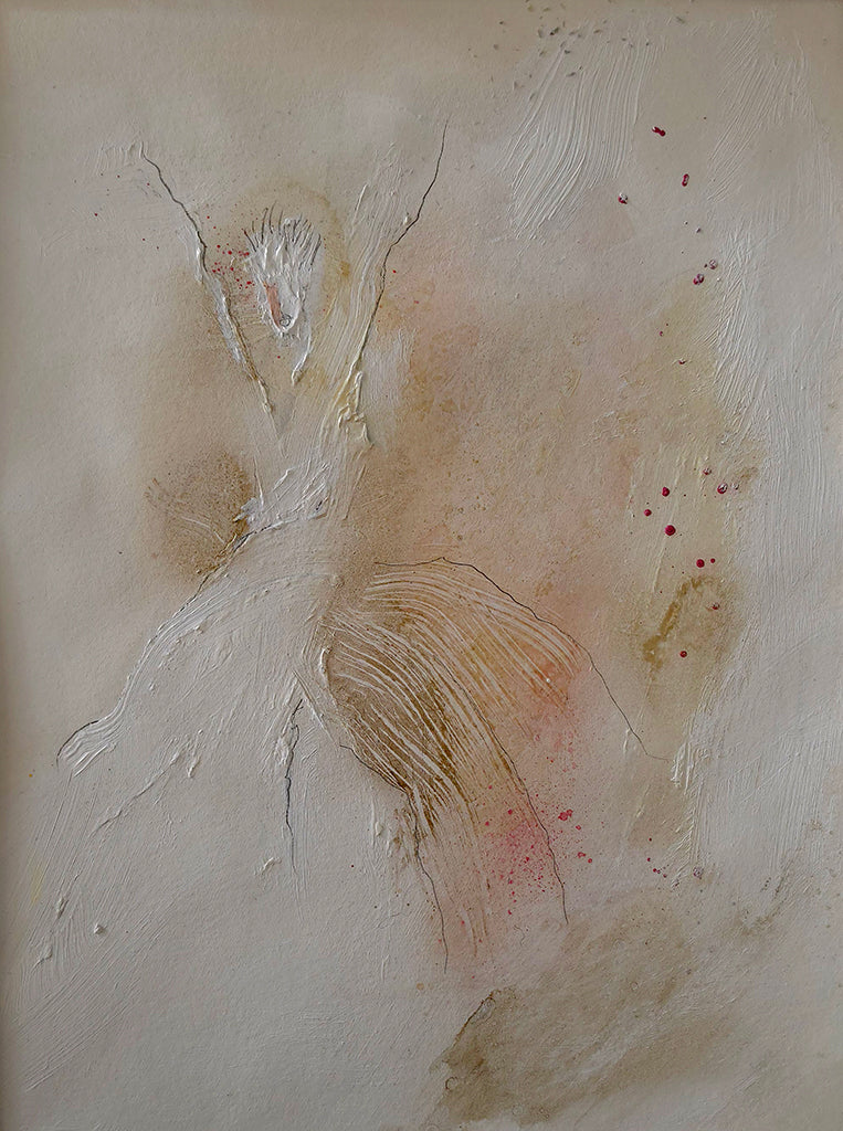 Présence en suspension, œuvre abstraite sur papier de l’artiste plasticienne Kellestom