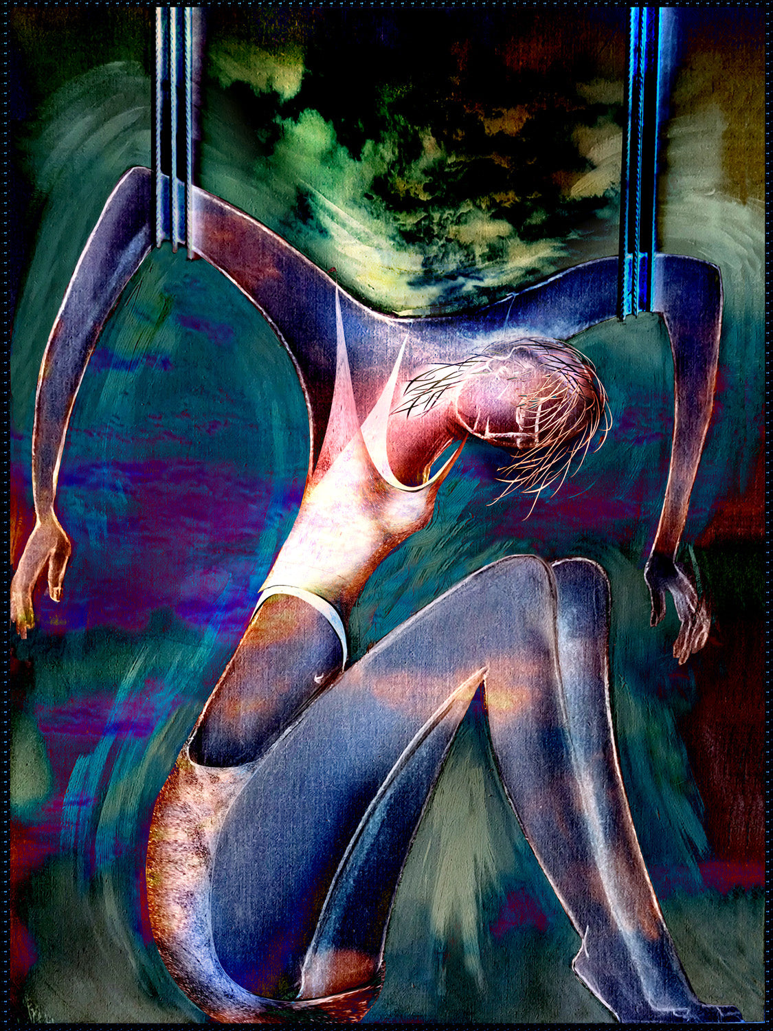 art digital de Kellestom sur alu 120 x 90cm
Série qui met en scène dix femmes confrontées au confinement et à la sensation d’enfermement.