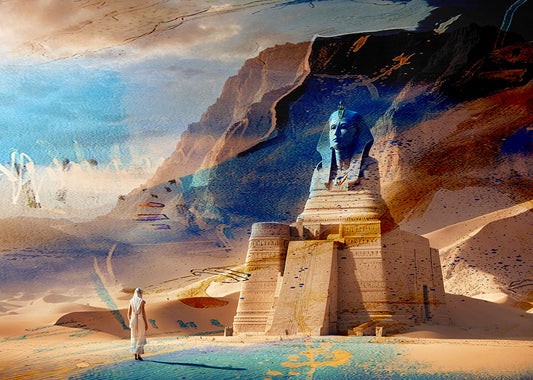 art digital sur alu  le sphink dans le desert égyptien