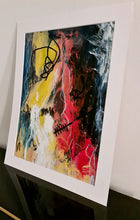 画像をギャラリービューアに読み込む, Ardent - peinture abstraite jaune,rouge,noir sur papier- passe partout 30x40cm

