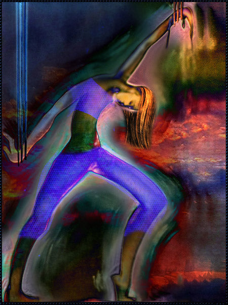 femme Tête baissée,tenue moulante mauve art digital 90x120cm