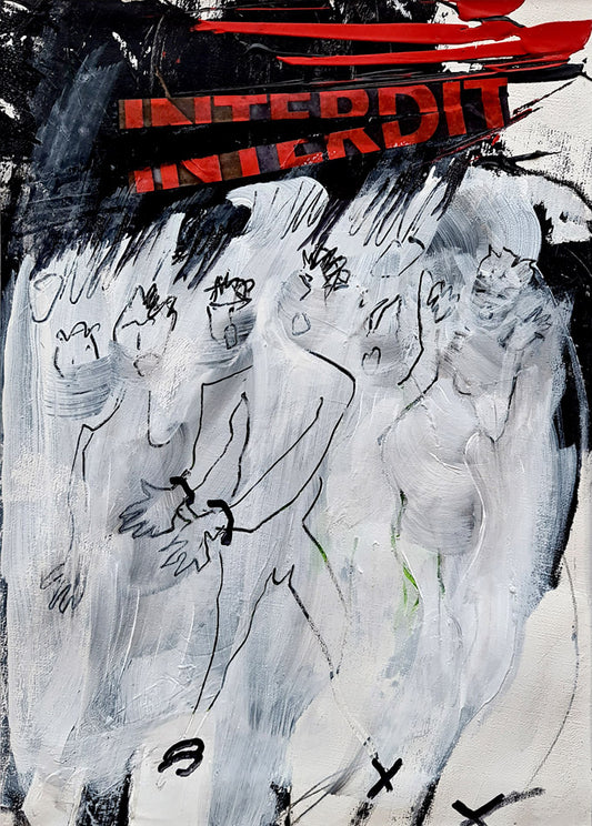 "interdit"peinture sur papier 40x30cm par kellestom