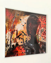 Carregar imagem no visualizador da galeria, Ombre - visage sombre-fond rouge orangé- digital sur alu, 60x60cm.0euvre unique
