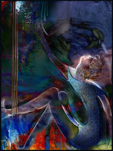Charger l&#39;image dans la galerie, Interdits -Femme robe courte bleue.  Art digital sur alu, 120x90cm oeuvre unique
