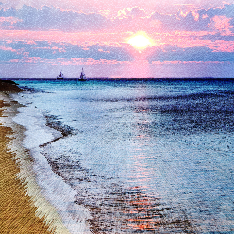Evasion - paysage bord de mer. Art digital sur alu format 60x60cm
