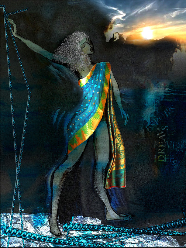 Le lâcher-prise - Femme debout - Art digital sur alu, 120x90cm, oeuvre unique