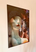 Carregar imagem no visualizador da galeria, art digital-70x100cm Visage blanc avec lèvres rouge vif sur fond bleu/mauve par Kellestom
