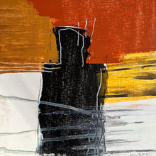 Charger l&#39;image dans la galerie, peinture abstraite brun, jaune, marron et noir 25x25cm
