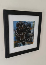 Carregar imagem no visualizador da galeria, Dynamique - peinture- personnage fond noir/bleu gris -passe partout 20x20cm
