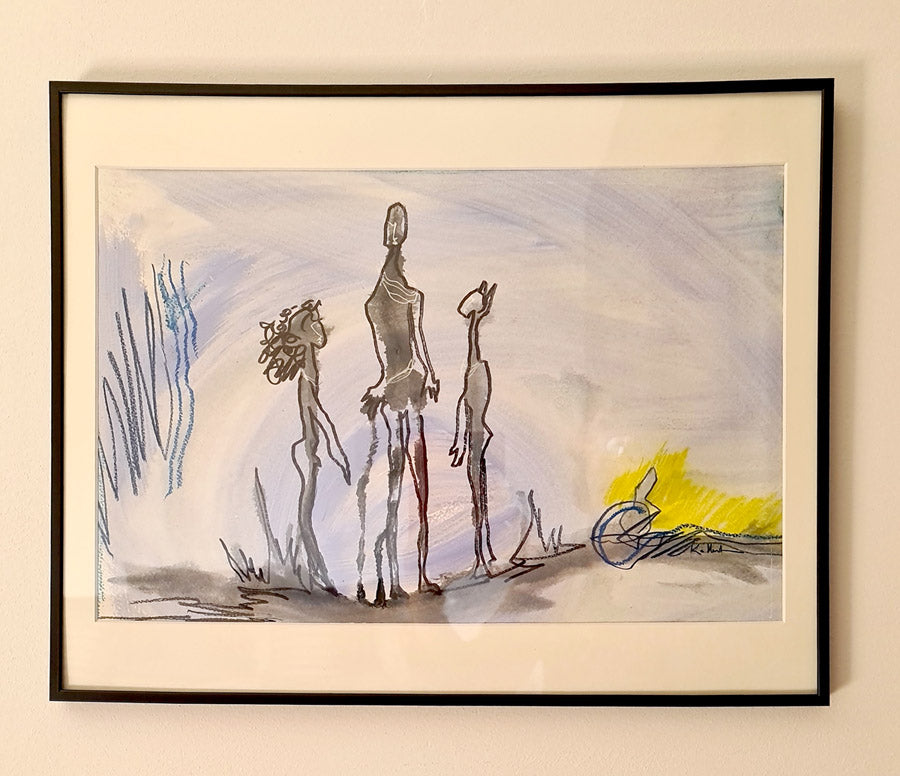 dessin 45x30cm sur fond bleu pâle-Kellestom