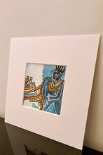 Charger l&#39;image dans la galerie, Energie - peinture sur papier , passe partout 20x20cm bleu blanc orange
