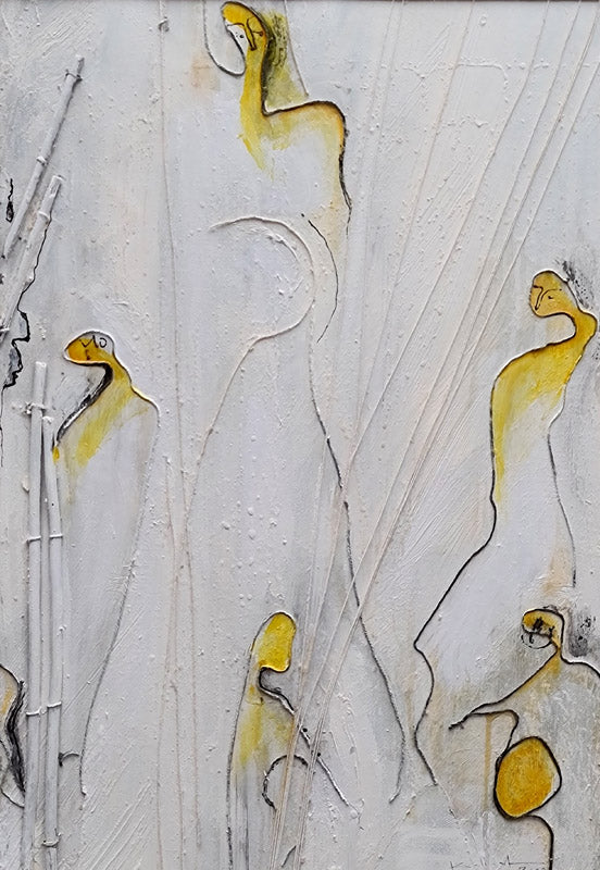 Génese -peinture sur papier, passe-partout 65x50cm