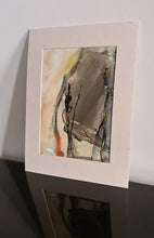 Charger l&#39;image dans la galerie, Guetteurs -peinture sur toile-silhouettes noires sur fond brun jaune 18x24cm
