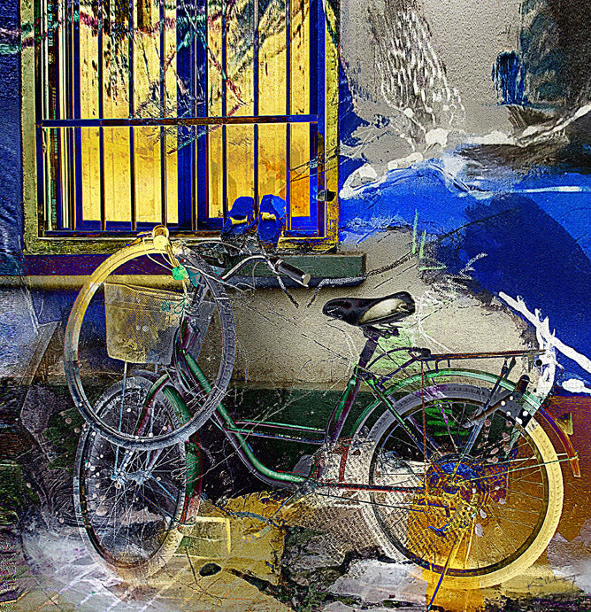 La bicyclette, art digital sur alu, 20x20cm