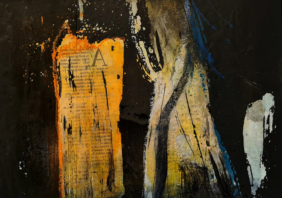peinture abstrait sur toilevernissée 30 x 40 cm-kellestom"les differences"