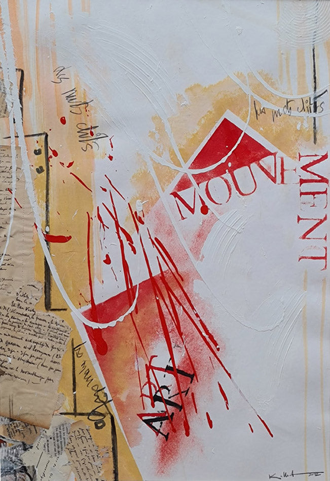 peinture sur papier "Les Mots Dits" capture cet instant suspendu entre la voix et le silence