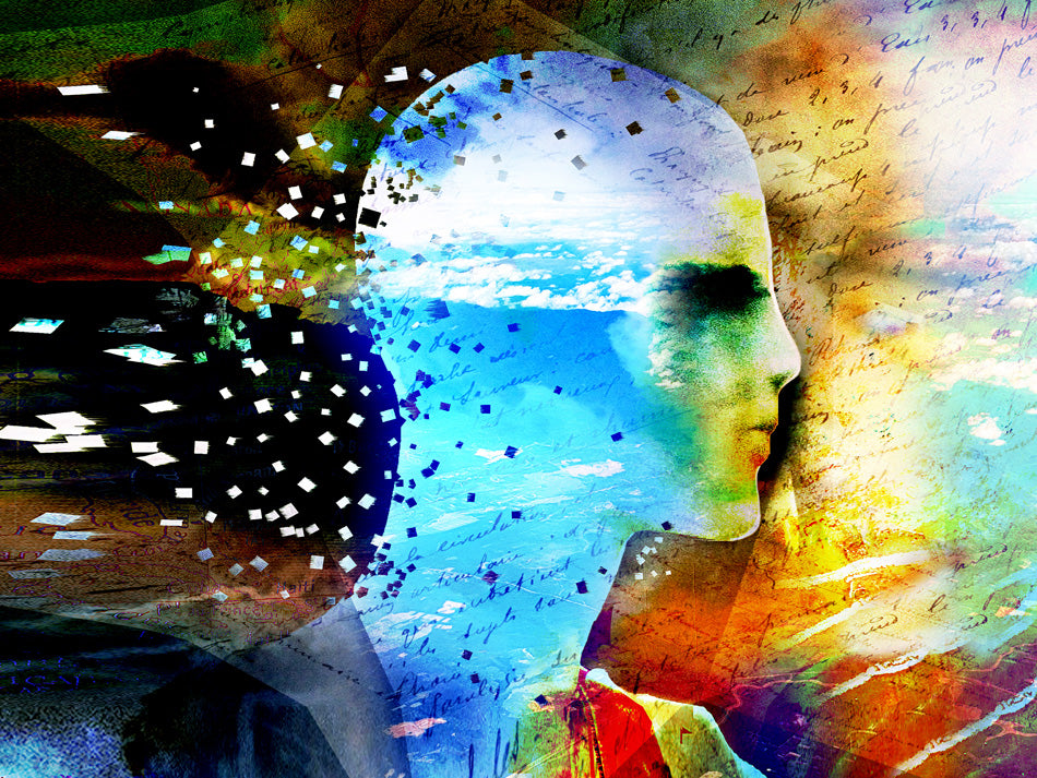 Les nuages - Visage de profil en nuages. art digital sur alu  60x80cm