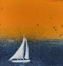 Charger l&#39;image dans la galerie, peinture 10x10cm sur carton toilé- voilier blanc

