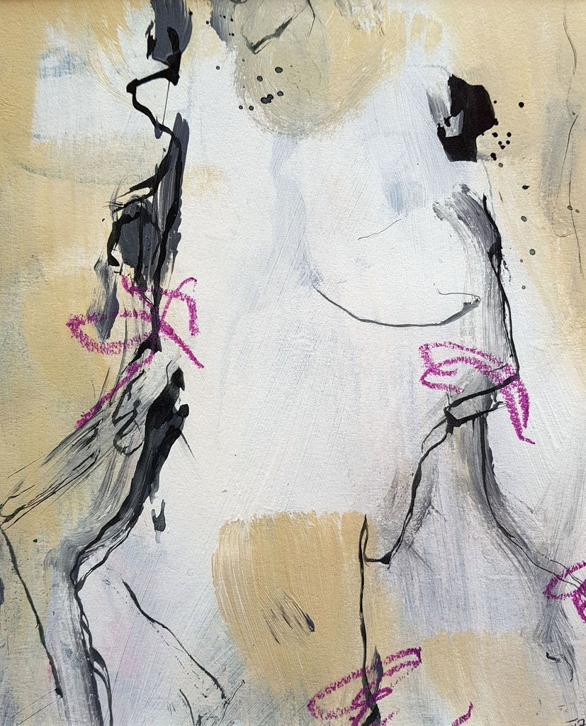 peinture abstraite sur papier "petit bonheur"