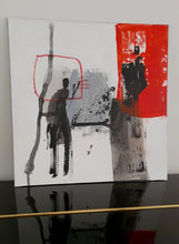Carregar imagem no visualizador da galeria, Rencontre - peinture 36x36cm rouge et noir sur carton toilé
