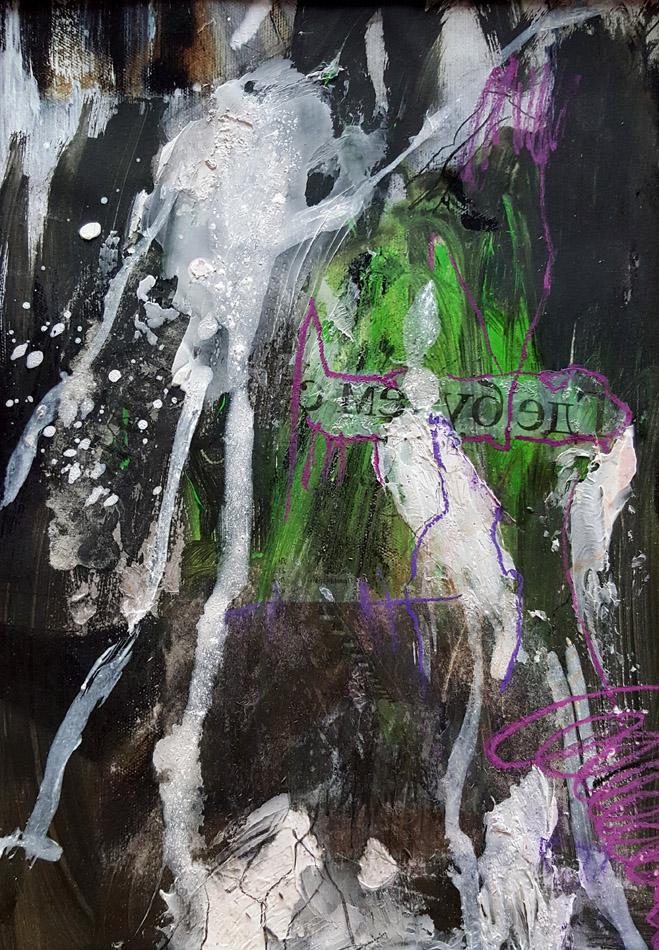 peinture abstraite fond noir sur papier