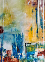 画像をギャラリービューアに読み込む, Tourbillon - peinture abstraite bleu jaune - passe partout 70x100cm
