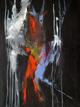 画像をギャラリービューアに読み込む, Les filandres - peinture abstraite fond noir sur toile 60x80cm
