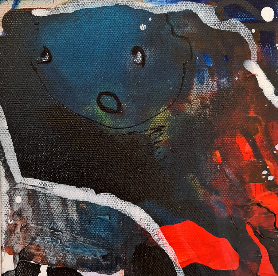 peinture abstraite bleu et rouge