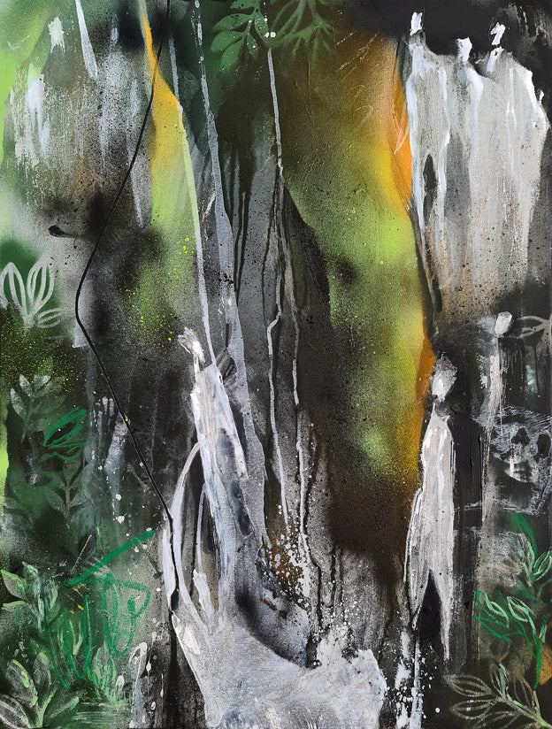 Affrontement - peinture abstraite vert et noir sur toile 60x73cm
