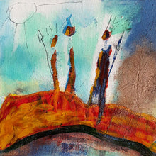 Carregar imagem no visualizador da galeria, Confidences - peinture silhouettes, ciel et soleil. Passe partout 25x25cm
