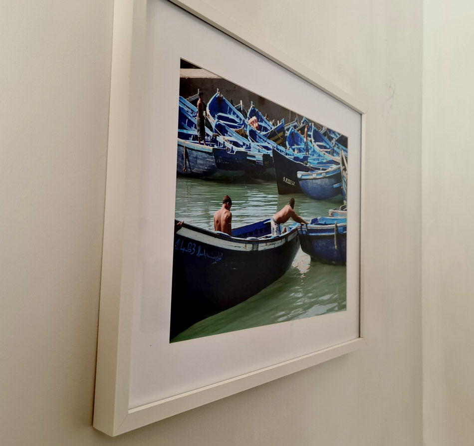les barques d'Essaouira -photo papier ultra HD  40x30cm, cadre 40x50cm