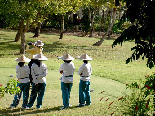 Photo, Bali - le joueur de golf et ses caddies