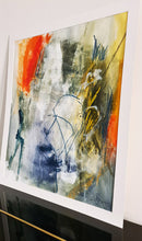 画像をギャラリービューアに読み込む, Plein soleil -peinture abstraite sur papier jaune-orangé -passe-partout blanc 65x50cm
