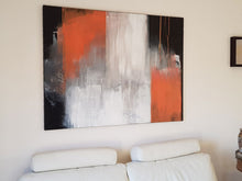 画像をギャラリービューアに読み込む, Ville rebelle - peinture sur toile, orange, noir et blanc 97 x 130cm
